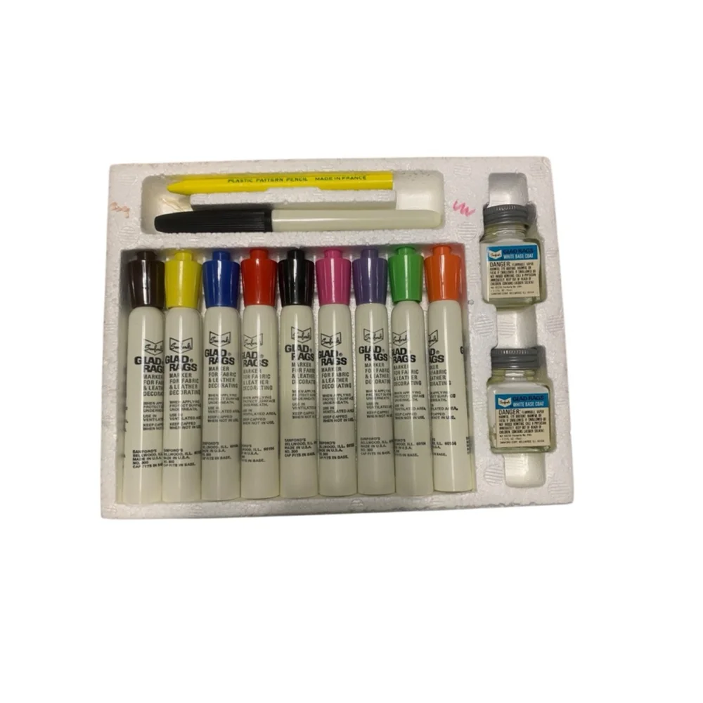 Vntg 70’s Sanford's Glad Rags Fabric & Leather Decorating Set NIB - Picture 2 of 4